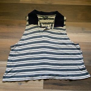 Wild Fable Striped Collard Sleeveless Top SIZE L